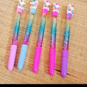 UNICORN 🦄 MAGIC GLITTER STATIONARY PENS SET OF 5