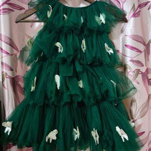 Butterfly Design Green Frock