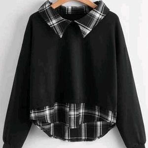 Winter fleece designed black sweatshirt