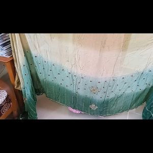 Ash And Green Work Georgette Saree