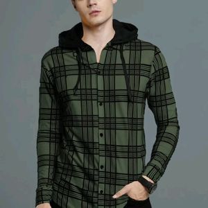 Lewel Men Checkered Hooded Shirt