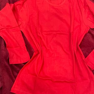 Basic Red Full Sleeves Tshirt