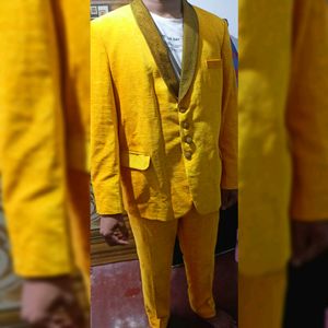 Yellow Intricate Design Suit And Pant