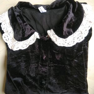 Cute Dark Academia Velvet Top