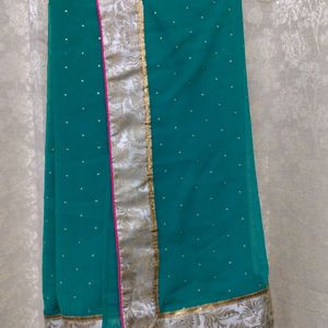 🌸Green Chiffon Saree🌸