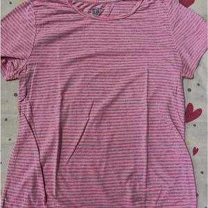 Pink & Grey Stipped Tshirt