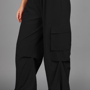 Black Baggy Fit Parachute Pants