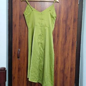 Lemon Green Solid Western Dress For Women