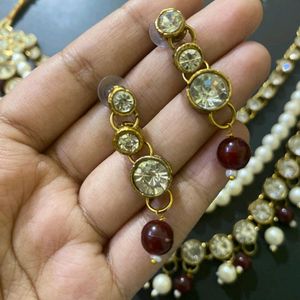 Jwellery Set..Red Moti Three Layer Set