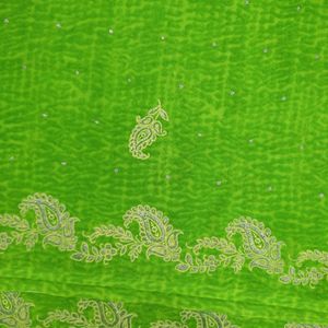 Parrot Green Glitter Saree