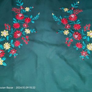 Embroidered Women Dark Green Top