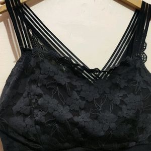 Black Padded Bra Have Upper Side Net For Bust 34