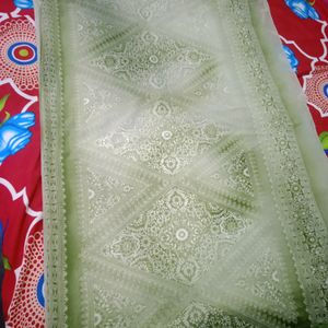 Georgette Green Printed Saree