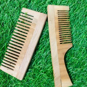 Wooden Comb Unused 2 Piece