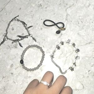 4 Different Bracelets And ,Cute Adjustable Ring!!!