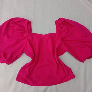 New Puff Sleeves Korean Rose Crop Top