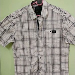 White Check Shirt Half Sleeves