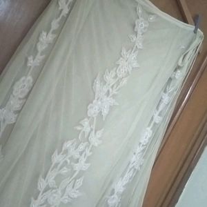 Net Embroidery Long Skirt With Blouse And Dupatta