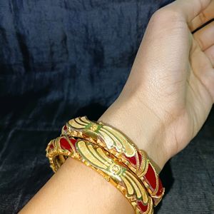 Gold plated Red Pola Bangles