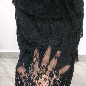 Jet Black Lace Layered Skirt