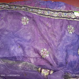 Silk And Net Blended Saree