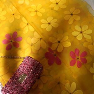 so.si.ra Yellow Hand Painted Saree