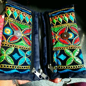 Heavy Thread And Orginal Mirror Work Clutch