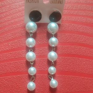 White Beaded Earrings