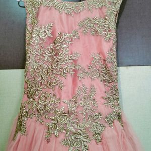 Pink Gown With Beautiful Embroidery