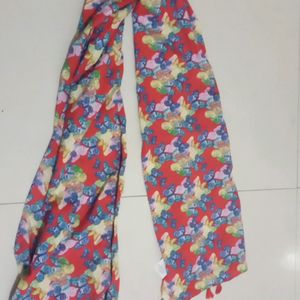 Red colour butterfly printed scarf