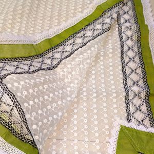 Chikankari Dupatta Dress Material 💚🤍