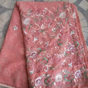 embroidered georgette saree