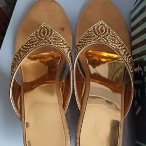 Golden Party Wear Slippers