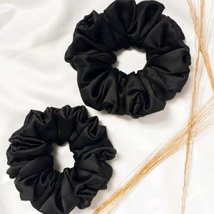 Black satin scrunchies