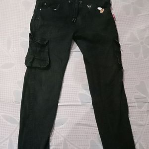 Black Cargo Pants with 4 Pocket Detailing