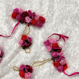 Pink & red Floral Jwellery Set