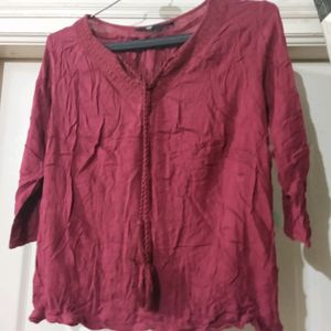 Maroon linen top