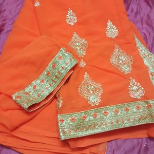 Party Wear Saree With Blouse Pcs