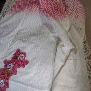 Pink White Dress Material