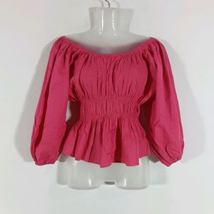 Pink Plain Casual Top (Women)