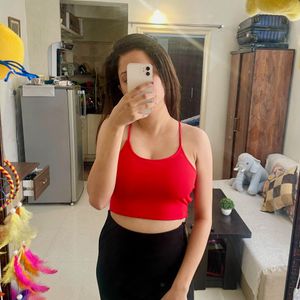 Red Backless Crop Top