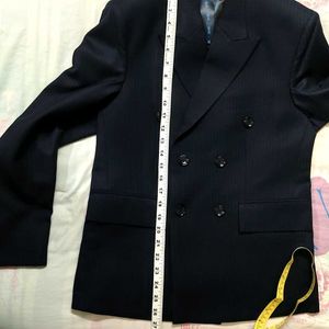 Men's Double Breasted Navy Blue Striped Suit