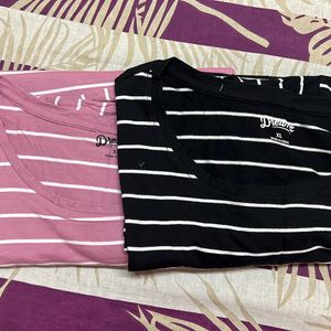 BLACK AND PINK STRIPES TSHIRT COMBO