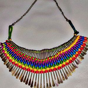 Multicolored Metal Choker Necklace