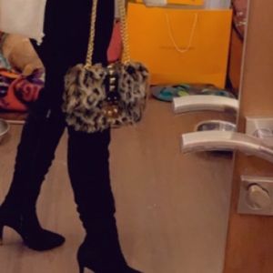 Leopard Print Fur Sling Bag