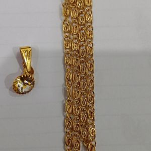 Gold Plated 1Gm 3 in 1 Cute Pendent,Chain,Bracelet