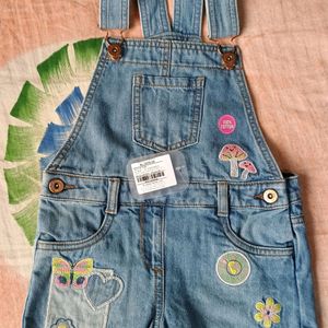 Girls Washed Jeans Dungree