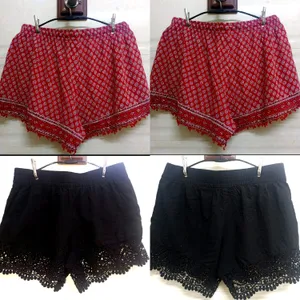 Black & Red Combo Shorts For Women's