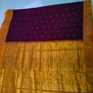 Maroon Colour Cotton Pure Gadwal Saree