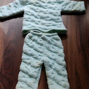 Quilted Soft Cotton Baby Night Suit Set 0-3 Mo